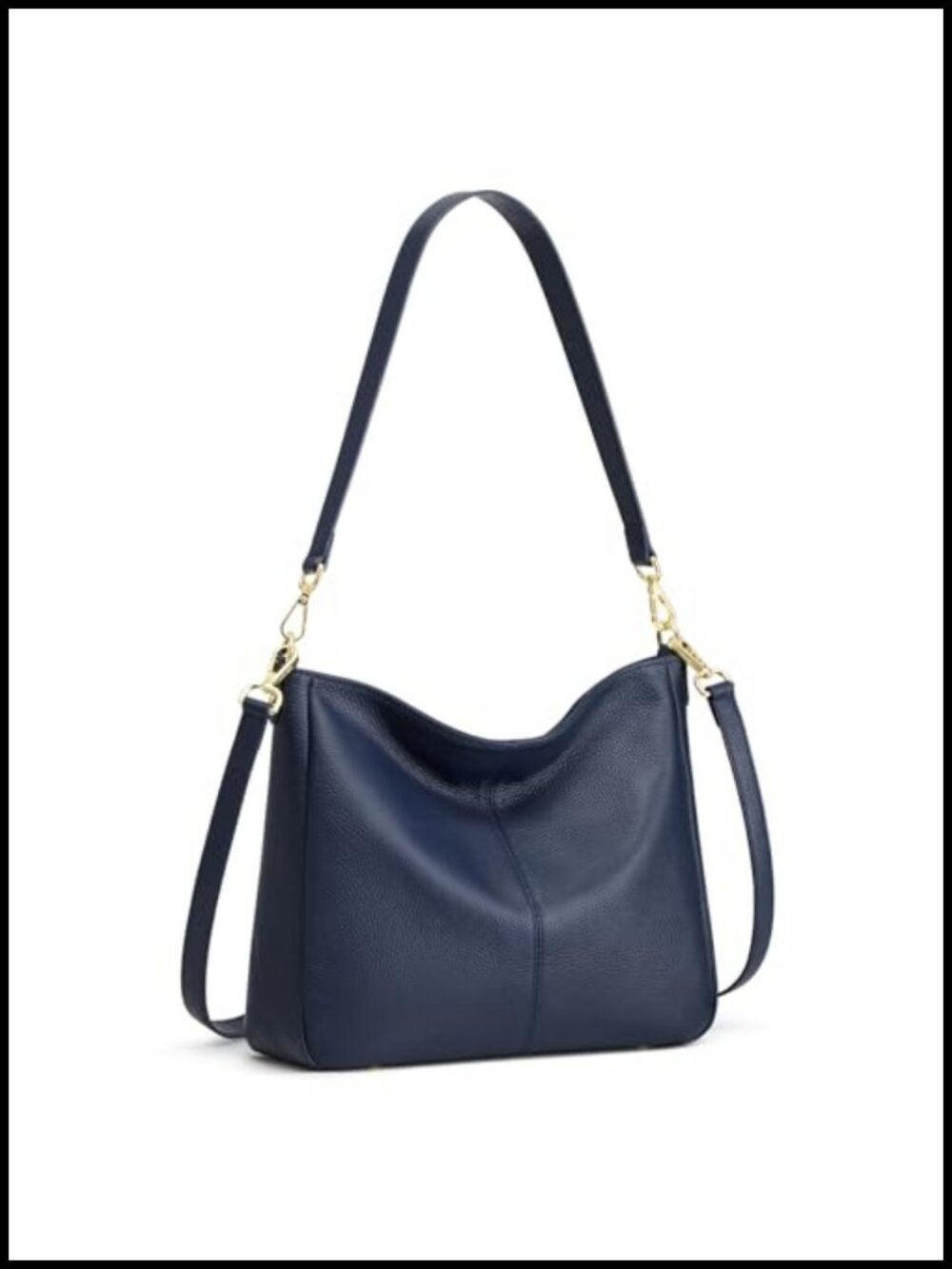 Top Grain Pebbled Cowhide Leather Hobo Crossbody Bag with 2 Straps